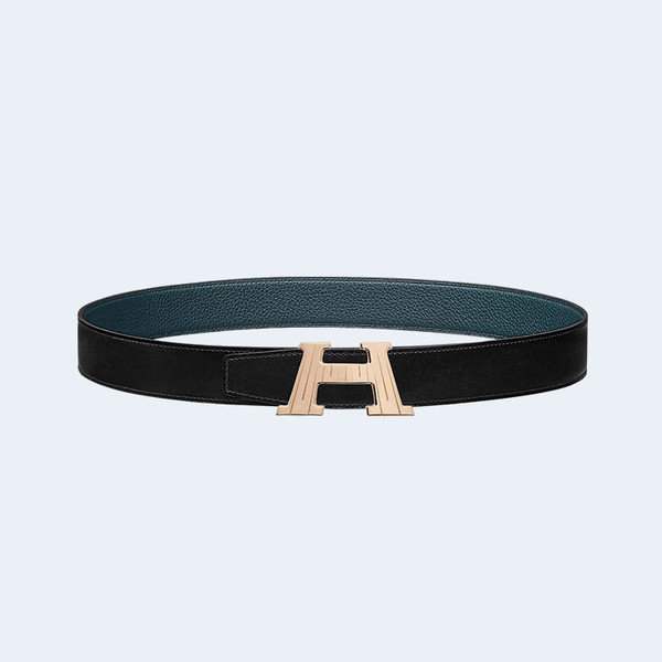 에르메스 H 토고 블루 벨트 금장 32mm