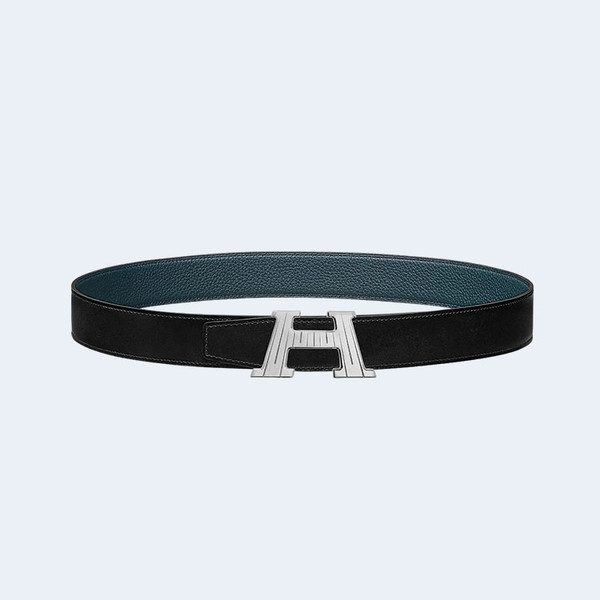 에르메스 H 토고 블루 벨트 은장 32mm
