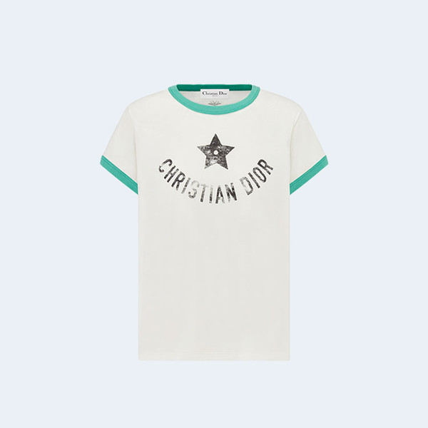 디올 디오리비에라 그린 코튼 저지 티셔츠