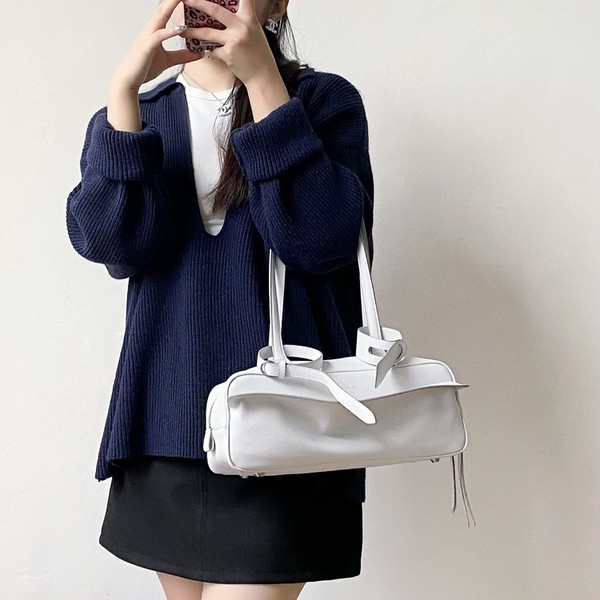 발렌시아가 캐리 스몰 레더 볼링 백