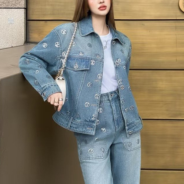 루이비통 스팽글 자수 데님 재킷