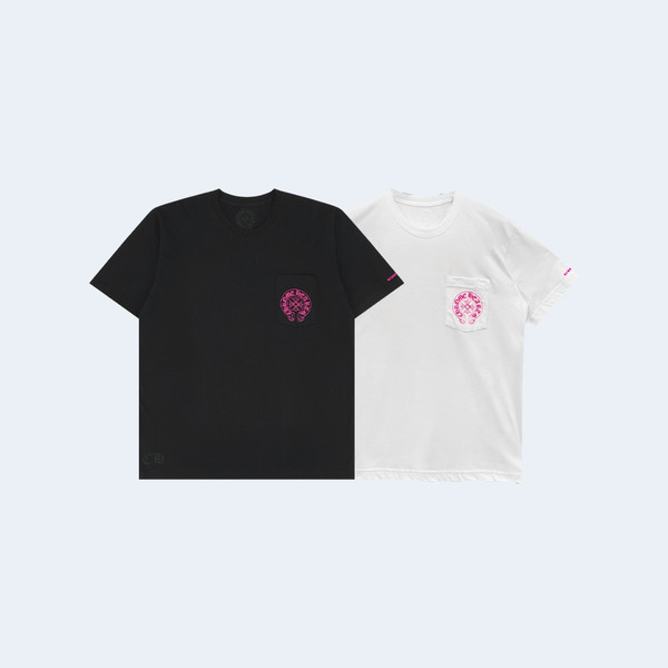 크롬하츠 분홍색 말굽 포켓 반팔 티셔츠 (2color)
